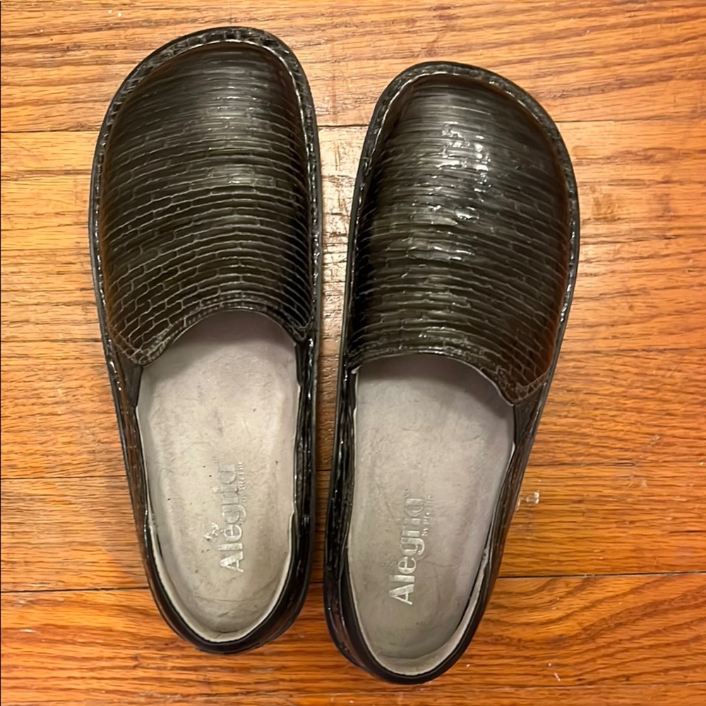 Alegria Textured Black Slip-On Shoes